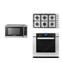 Cosmo 3 Piece Kitchen Package With 36" Gas Cooktop 17.3" Countertop Microwave 30" Single Electric Wall Oven