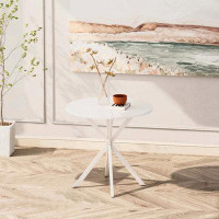 Wrought Studio 31.5'' Round Dining Table with Crossed Legs,White Occasional Table