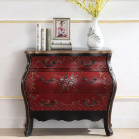 LORENZO Garden Painted Three Bucket Cabinet Living Room Lo Solid Wood Accent Chest