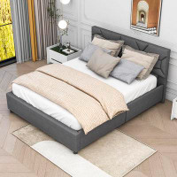 Latitude Run® Queen 4 Drawers Upholstered Platform Bed With Brick Pattern Headboard