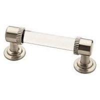 D. Lawless Hardware 3" Classic Clear Glass Pull with Satin Nickel