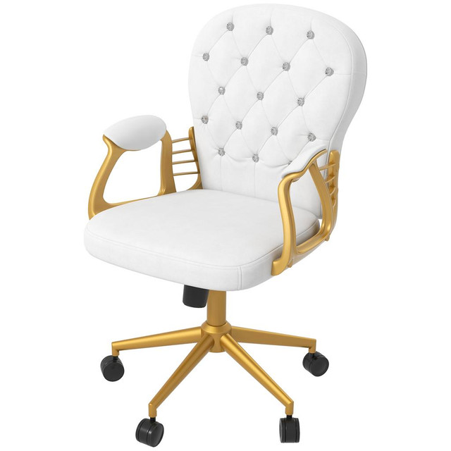 Office Chair 23.6"W x 23.6"D x 40.6"H Gold and White in Chairs & Recliners - Image 2