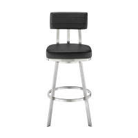 Orren Ellis Galanthus 26 Inch Swivel Counter Stool Chair, Cushioned Seat