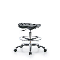 Inbox Zero Poly ESD Tractor Stool Chrome - Med Bench Height
