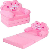Gemma Violet Kids Couch Fold Out, Foldable Princess Chair For Toddlers 1-3, Sofa Bed For Kids Folding Toddler Bed Lounge