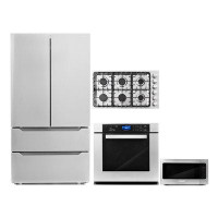 Cosmo 4 Piece Kitchen Package 36" Gas Cooktop 30" Single Electric Wall Oven 24.4" Built-in Microwave & Energy Star Frenc