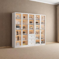 Hillock Home Bookcase Bookshelf Integrated Combination Glass Door Light Luxury Modern Display Cabinet