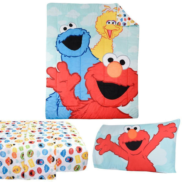 Sesame Street Elmo Kids Bedding Sheet Set with Reversible Comforter Bed in Bag 4 Pcs Set for Kids in Bedding - Image 3