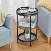 17 Stories Side Table, Round End Table With 3 Shelves