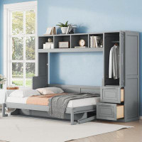 Hokku Designs Murphy Bed Wall Bed with Closet and Drawers,Queen Size