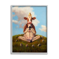 Stupell Industries Stupell Industries Cow & Chick Meditating Framed Giclee Art Design By Lucia Heffernan