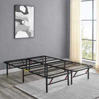 Alwyn Home Foldable Metal Platform Bed Frame With Tool Free Setup, 14 Inches High, King, Black