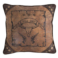 Millwood Pines Mccroy Wild West Faux Leather Throw Pillow