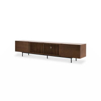 Millwood Pines Black And Walnut Color Mid-Century Walnut Wood TV Stand 62.9 X 15.7 X 18.8 In