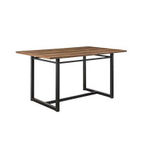 17 Stories Modern Industrial Metal and Wood 10015-Inch Rectangle Dining Table – Rustic Oak
