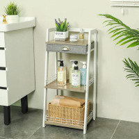 17 Stories 3-Tier Bathroom Ladder Shelf, Bathroom Floor Storage Shelf with Drawer