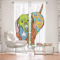 East Urban Home Lined Window Curtains 2-panel Set for Window Size by Marley Ungaro - Dachshund Dog White