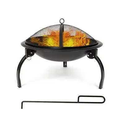Winston Porter 21'' Portable Fire Pit Outdoor Wood Burning BBQ Grill Firepit Bowl