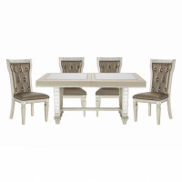 Rosdorf Park Dining 5Pc Set Champagne Finish Table W Leaf Glass Insert Top