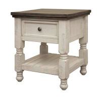 International Furniture Direct Stone 1 Drawer, Shelf End Table