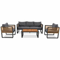 Latitude Run® Large Size 4-pieces Outdoor Furniture sofa for 5 Person Conversation Set