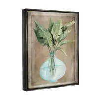 Stupell Industries Green Plant Leaves Glass Vase Rustic Border Canvas Wall Art By Cindy Jacobs