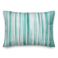 East Urban Home Abstract Teal Stripes Indoor / Outdoor Pillow