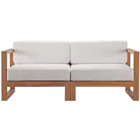 Modway Lefancy Upland Outdoor Patio Teak Wood 2-Piece Sectional Sofa Loveseat - Natural White
