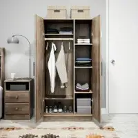 Rubbermaid 32" Storage Cabinet Armoire, Grey Storage Cabinet, Linen Cabinet, Wardrobe Cabinet With Hanging Rail And Shel