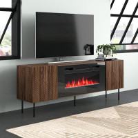 Wade Logan Birriel TV Stand for TVs up to 85" with Electric Fireplace Included