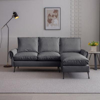 George Oliver Technical leather L-Shaped Sofa with Reversible Chaise