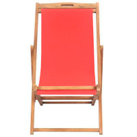Wildon Home® Folding Beach Chair Solid Teak Wood Red