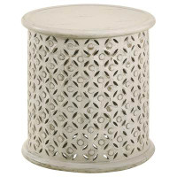 Alma Krish 18-inch Round Accent Table White Washed