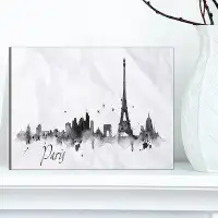 East Urban Home Cityscape 'Paris with Eiffel Silhouette' Painting