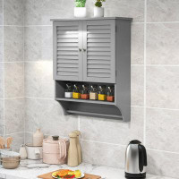 Winston Porter Topbuy Wall Mounted Bathroom Cabinet With Open Shelf & Towel Bar Medicine Cabinet With Double Louvered Do
