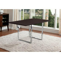 Ivy Bronx 59" Espresso And Silver Metal Dining Table