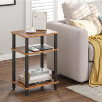 Rubbermaid Set Of 2 End Table, Side Table, Nightstand, 3-Tier Storage Shelf, Sofa Table For Small Space
