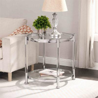 Ivy Bronx Contemporary Acrylic End Table, Side Table With Tempered Glass Top And Open Shelces