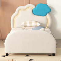 Harriet Bee Full Size Platform Bed with Cloud-Shaped Headboard and Embedded Light Stripe