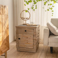 Millwood Pines 19.69 "Retro Fashion Splicing Design Side Cabinet Coffee Table, For Living Room,Office,And Dining Room