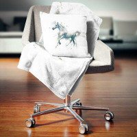 Made in Canada - East Urban Home White Horse in Motion on White Animal Pillow