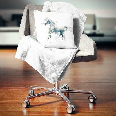 Made in Canada - East Urban Home White Horse in Motion on White Animal Pillow in Bedding