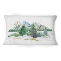 East Urban Home Winter Forest Landscape Nature Scene -1 Country Printed Throw Pillow