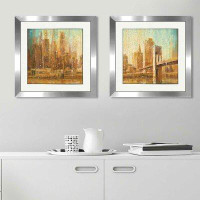 Made in Canada - Ebern Designs 'Champagne City' 2 Piece Framed Acrylic Painting Print Set