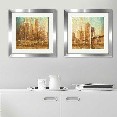 Made in Canada - Ebern Designs 'Champagne City' 2 Piece Framed Acrylic Painting Print Set in Arts & Collectibles