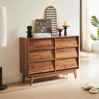 George Oliver 6 Drawer Double Dresser Features Vintage-style and Bevel Design