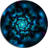 Design Art 'Perfect Fractal Flower in Black and Blue' Graphic Art Print on Metal