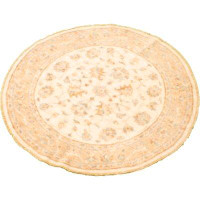 ECARPETGALLERY One-of-a-Kind Hand-Knotted New Age Chobi Finest Cream 4'1" Round Wool Area Rug
