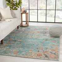 Isabelline One-of-a-Kind Emsley Hand-Knotted New Age Viscose Area Rug in Turquoise/Green