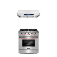Cosmo Cosmo 3 Piece Kitchen Appliance Package with 30'' Gas Freestanding Range , and Under Cabinet Range Hood